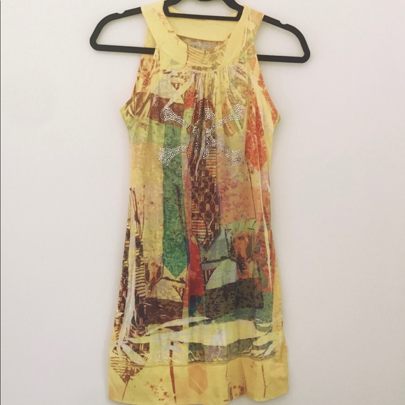 Yellow Graphic Club Dress - Small - Picture 1 of 4
